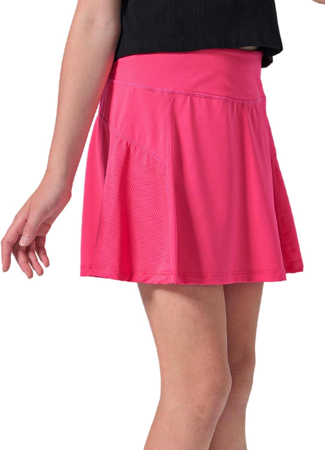 image3 Pack Girls Athletic Skirts with Builtin Shorts and Pockets Youth Kids Uniform Skorts Tennis Golf RunningAquaLilacHot Pink