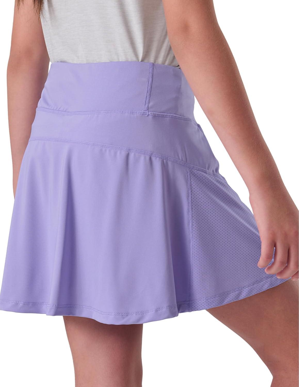 image3 Pack Girls Athletic Skirts with Builtin Shorts and Pockets Youth Kids Uniform Skorts Tennis Golf RunningAquaLilacHot Pink