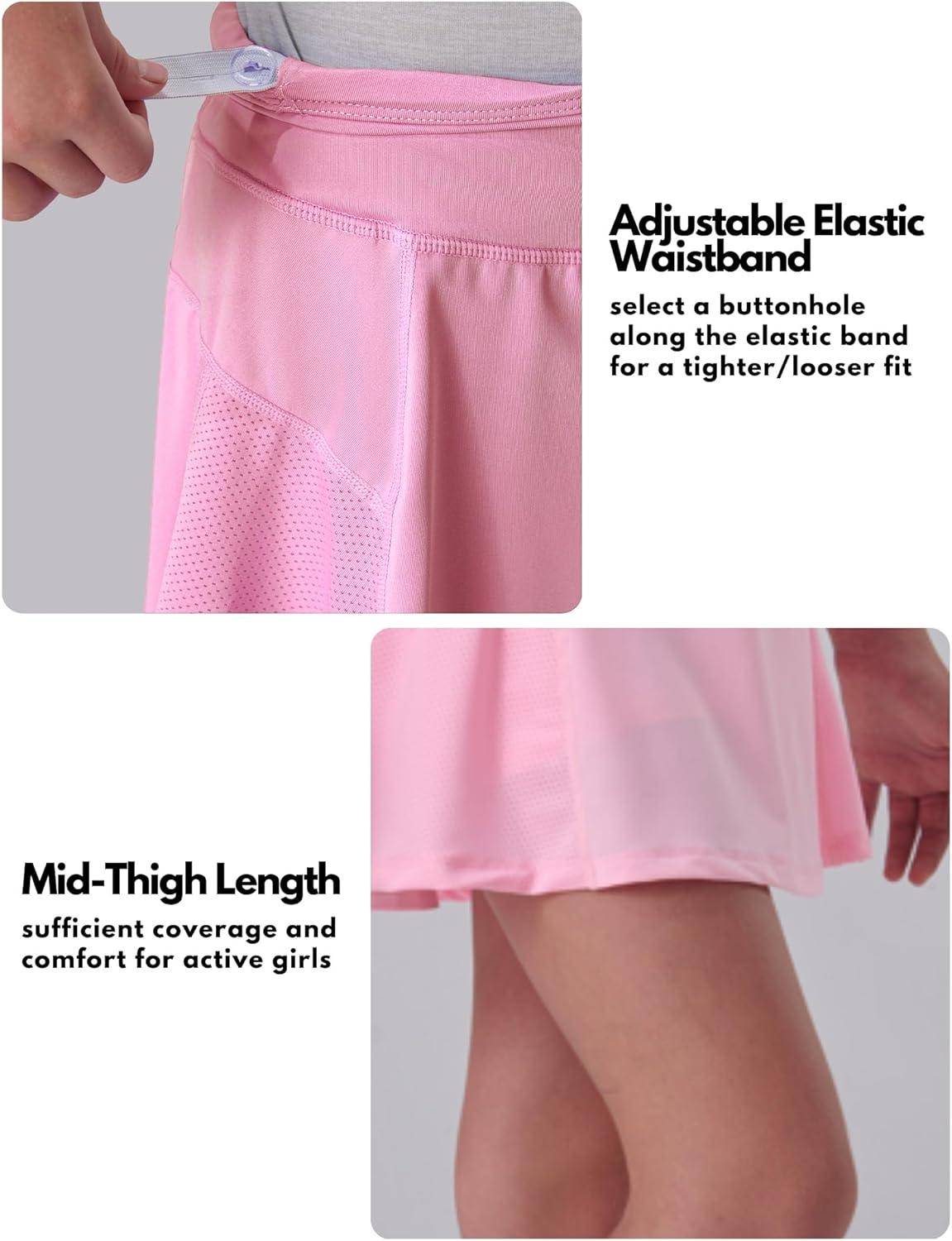 image3 Pack Girls Athletic Skirts with Builtin Shorts and Pockets Youth Kids Uniform Skorts Tennis Golf RunningBlackWhitePink