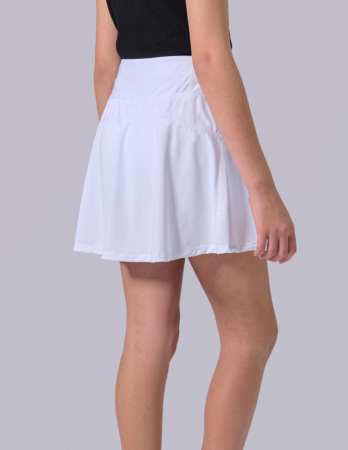 image3 Pack Girls Athletic Skirts with Builtin Shorts and Pockets Youth Kids Uniform Skorts Tennis Golf RunningBlackWhitePink