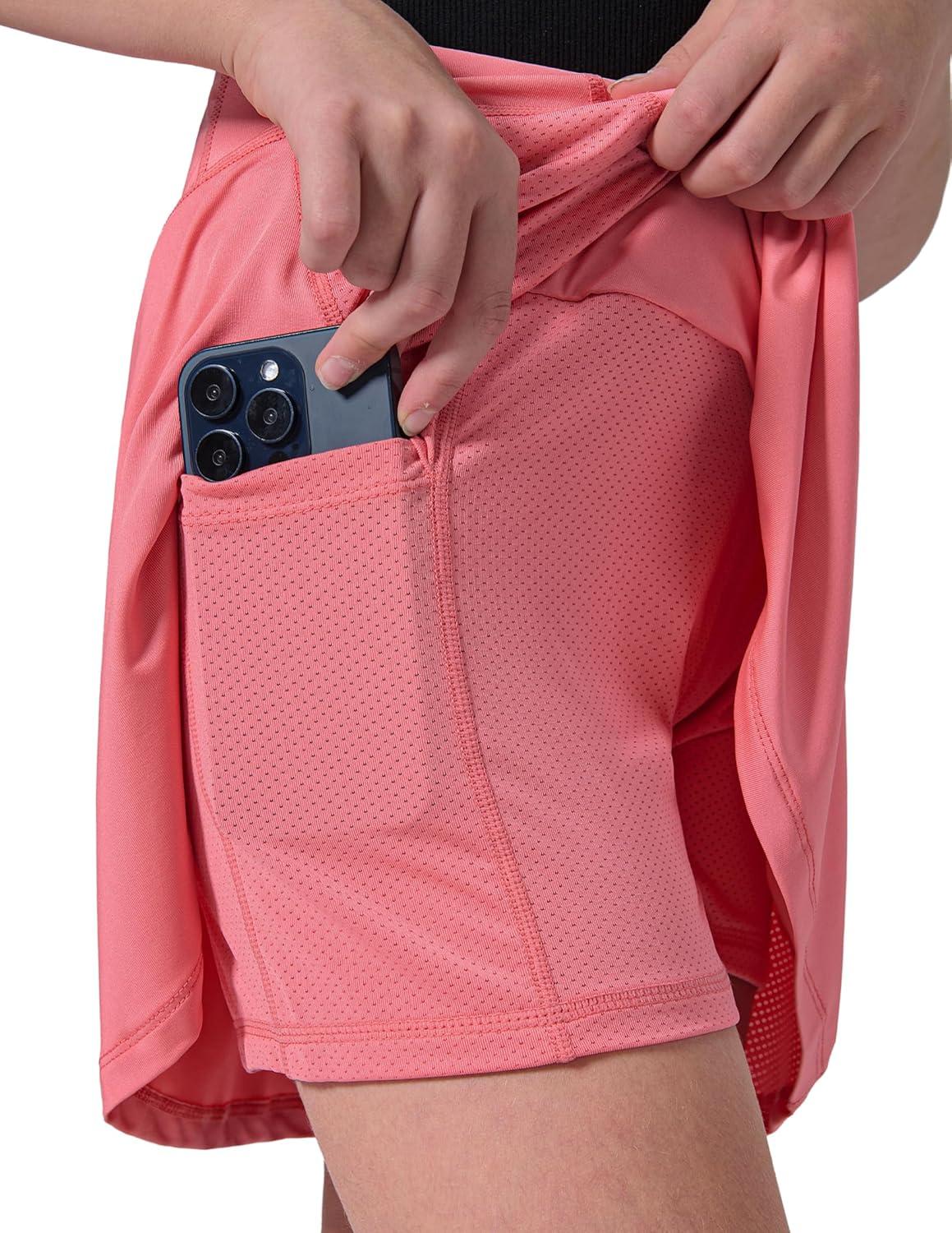 image3 Pack Girls Athletic Skirts with Builtin Shorts and Pockets Youth Kids Uniform Skorts Tennis Golf RunningNavyLavenderPeach Pink