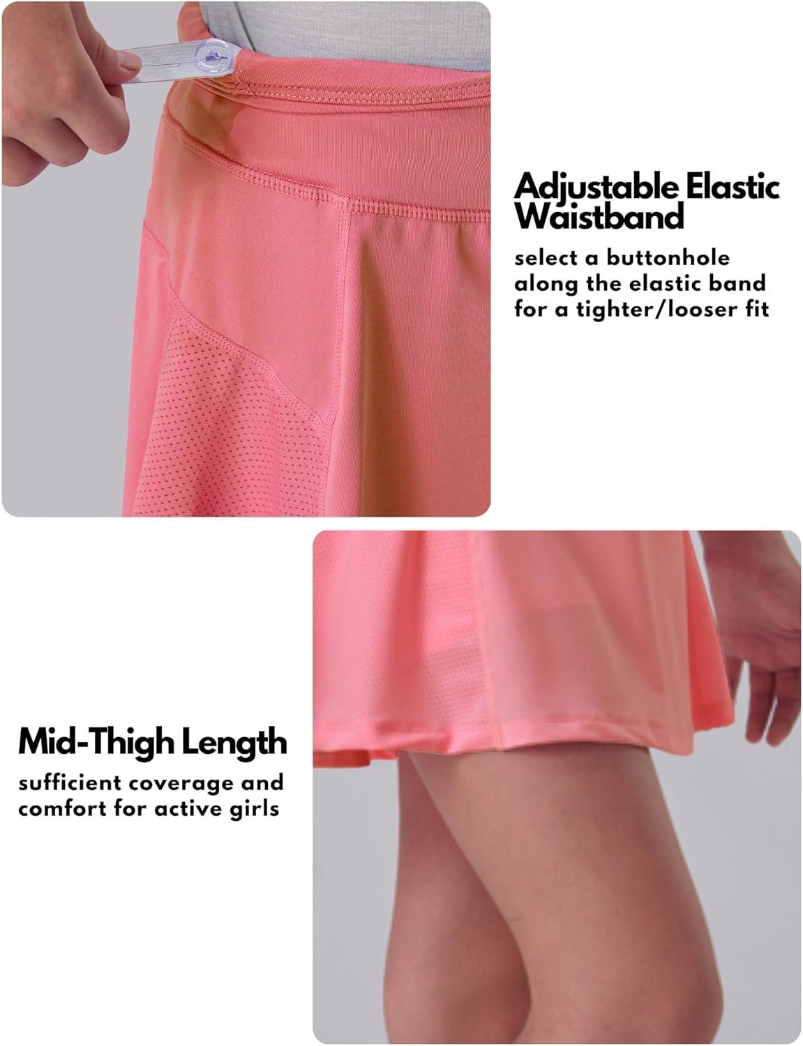 image3 Pack Girls Athletic Skirts with Builtin Shorts and Pockets Youth Kids Uniform Skorts Tennis Golf RunningNavyLavenderPeach Pink