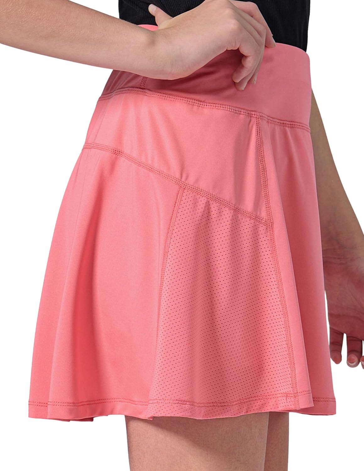 image3 Pack Girls Athletic Skirts with Builtin Shorts and Pockets Youth Kids Uniform Skorts Tennis Golf RunningNavyLavenderPeach Pink