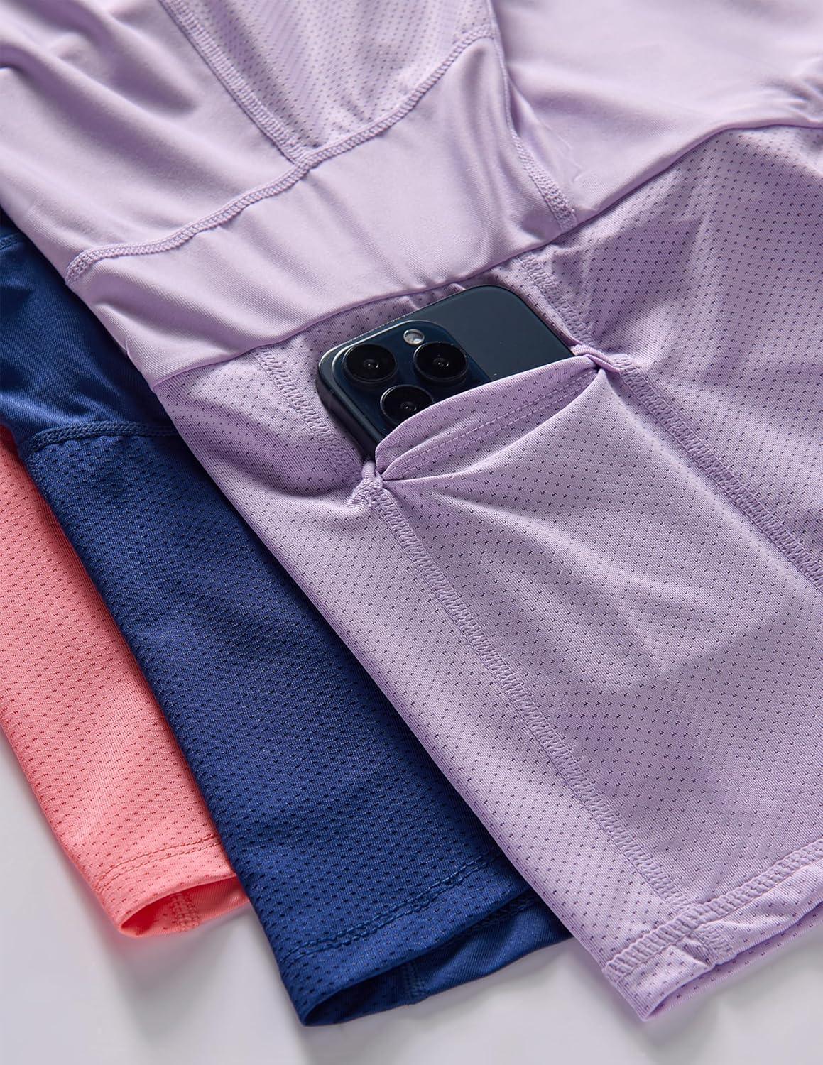 image3 Pack Girls Athletic Skirts with Builtin Shorts and Pockets Youth Kids Uniform Skorts Tennis Golf RunningNavyLavenderPeach Pink