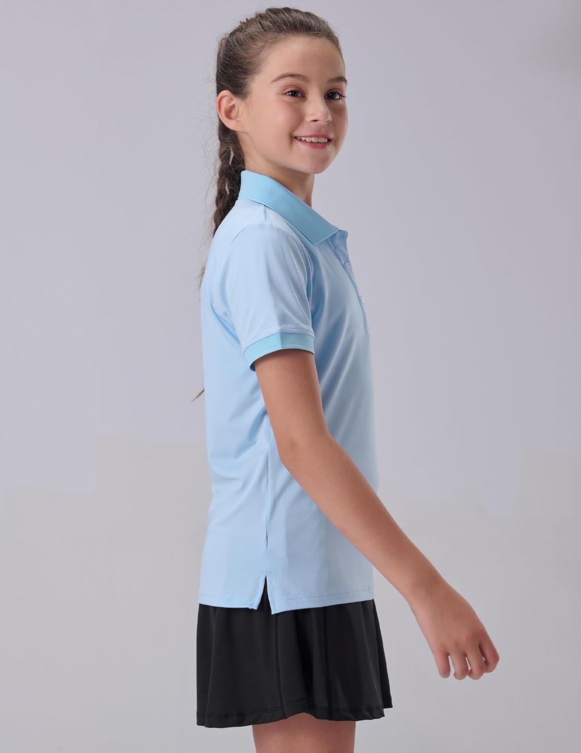 image3 Pack Youth Girls Performance Polo Shirts Short Sleeve Pique Collared Kids School Uniform TopsGrayLight BlueBurgundy