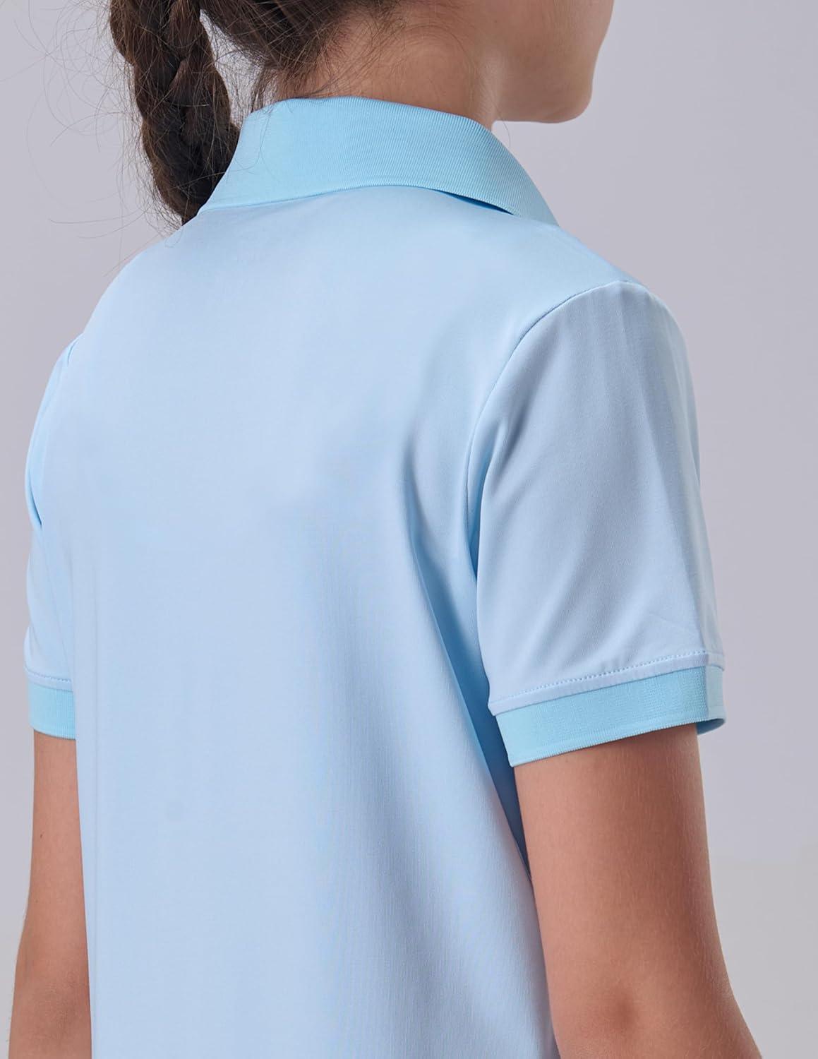 image3 Pack Youth Girls Performance Polo Shirts Short Sleeve Pique Collared Kids School Uniform TopsGrayLight BlueBurgundy