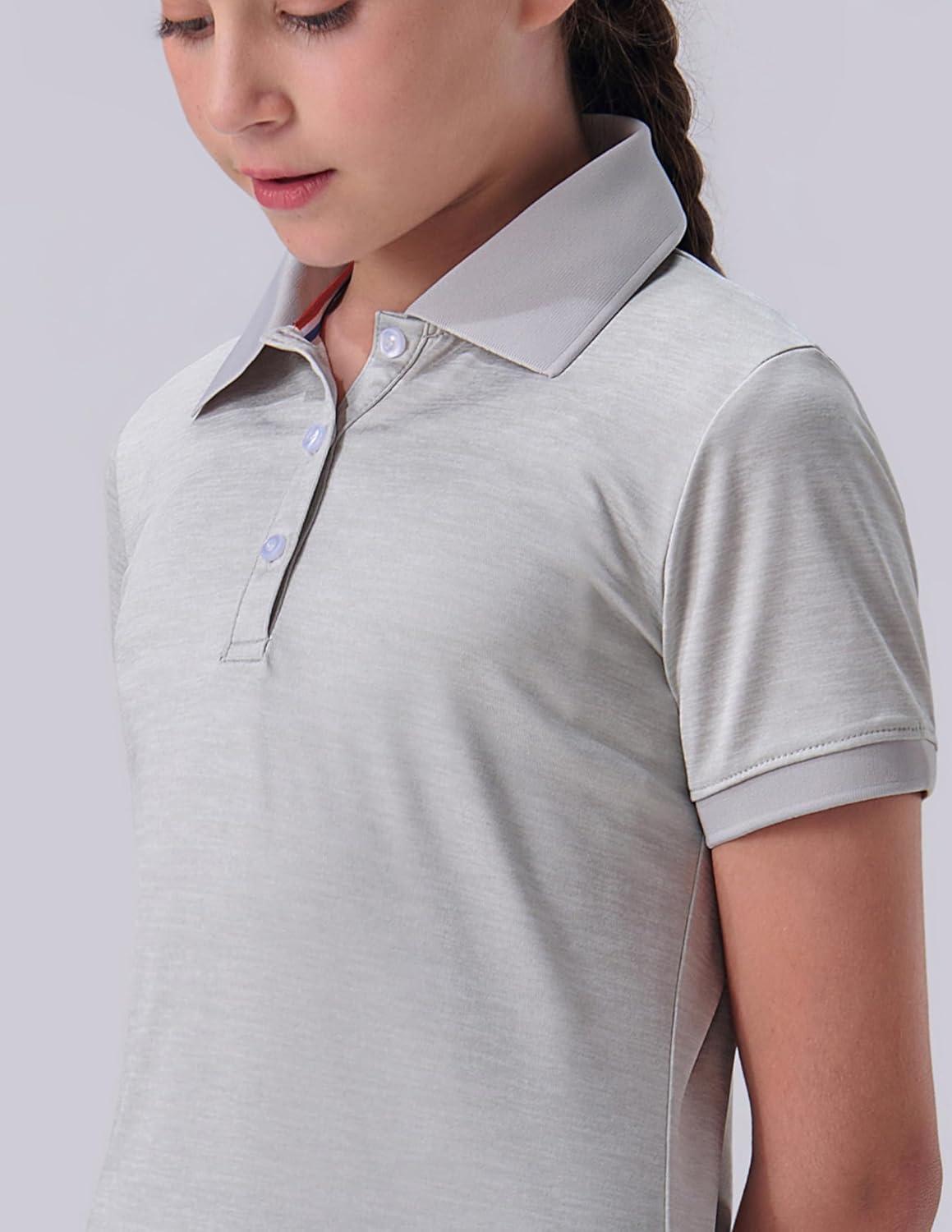 image3 Pack Youth Girls Performance Polo Shirts Short Sleeve Pique Collared Kids School Uniform TopsGrayLight BlueBurgundy