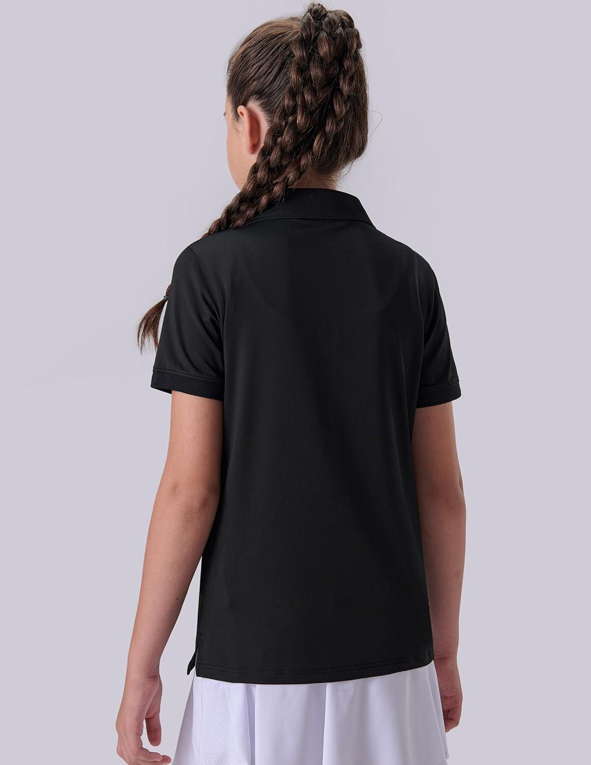 image3 Pack Youth Girls Performance Polo Shirts Short Sleeve Pique Collared Kids School Uniform TopsPinkBlackWhite