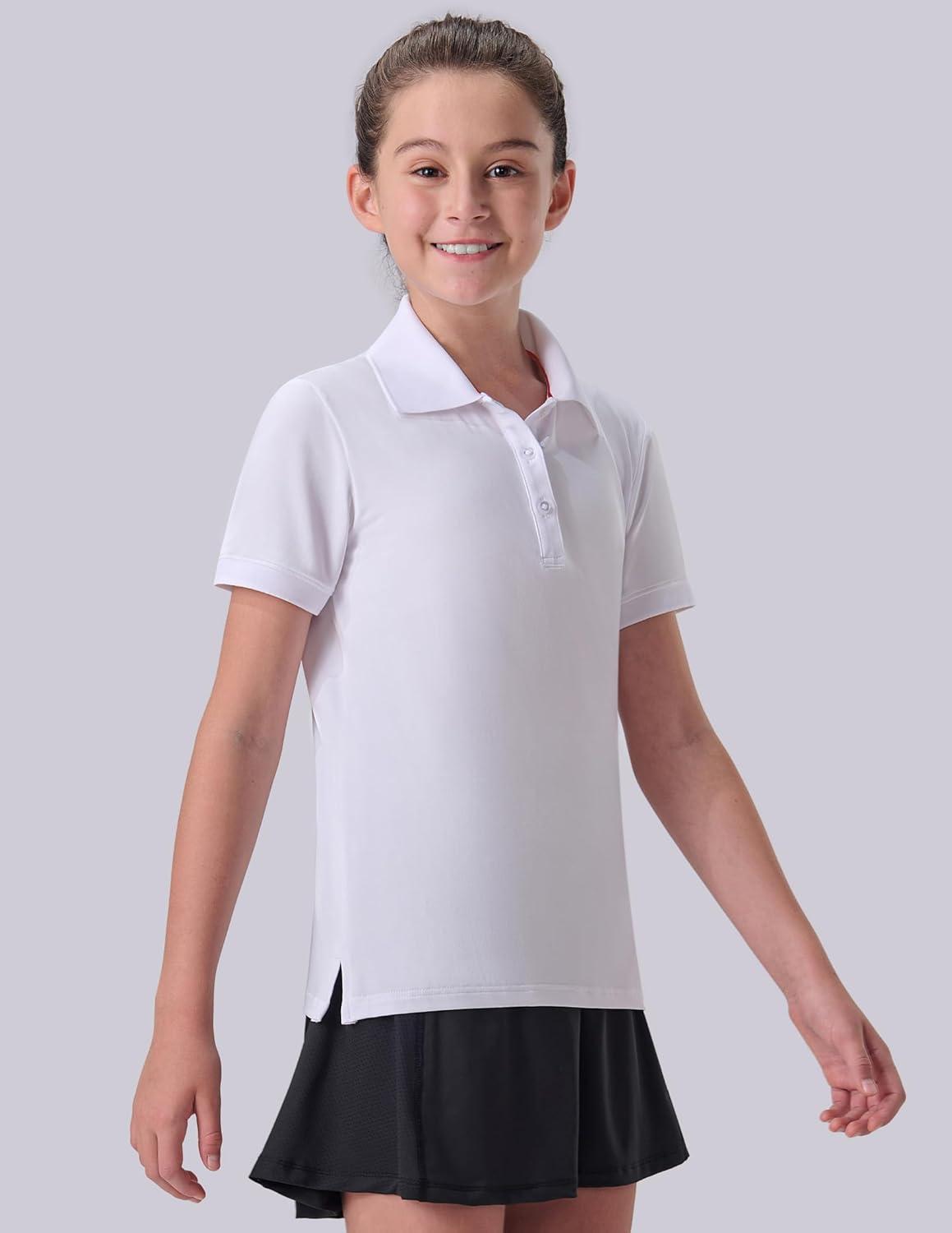 image3 Pack Youth Girls Performance Polo Shirts Short Sleeve Pique Collared Kids School Uniform TopsRedNavyWhite