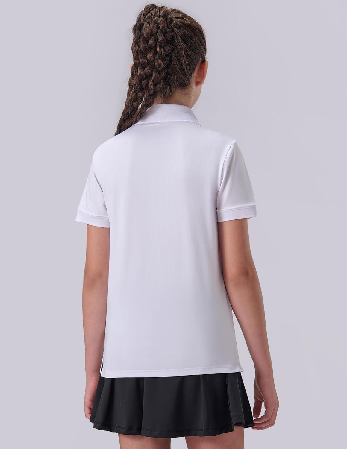 image3 Pack Youth Girls Performance Polo Shirts Short Sleeve Pique Collared Kids School Uniform TopsRedNavyWhite