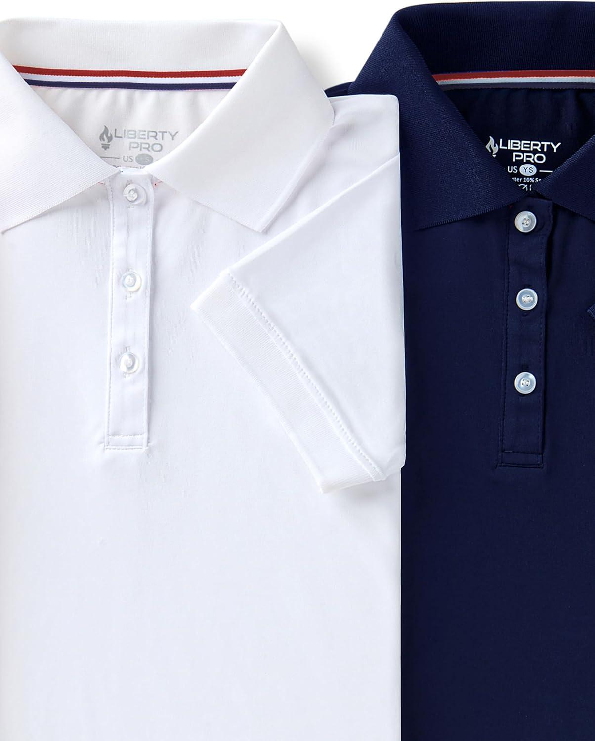 image3 Pack Youth Girls Performance Polo Shirts Short Sleeve Pique Collared Kids School Uniform TopsRedNavyWhite