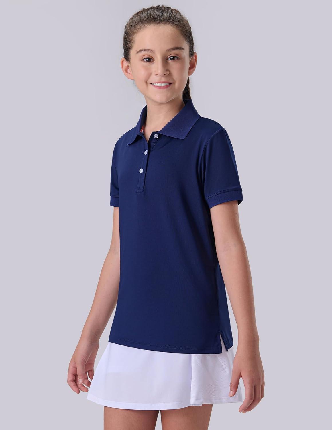 image3 Pack Youth Girls Performance Polo Shirts Short Sleeve Pique Collared Kids School Uniform TopsRedNavyWhite