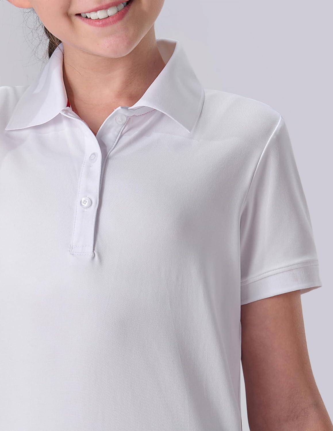 image3 Pack Youth Girls Performance Polo Shirts Short Sleeve Pique Collared Kids School Uniform TopsRedNavyWhite