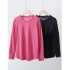 image2Pack Girls Loose Fit Long Sleeve Tunic Tops with Pockets and Thumb Holes Casual T Shirts for Tween KidsBlackHot Pink