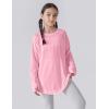 image2Pack Girls Loose Fit Long Sleeve Tunic Tops with Pockets and Thumb Holes Casual T Shirts for Tween KidsLight GreenPink