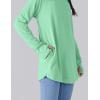 image2Pack Girls Loose Fit Long Sleeve Tunic Tops with Pockets and Thumb Holes Casual T Shirts for Tween KidsLight GreenPink