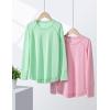 image2Pack Girls Loose Fit Long Sleeve Tunic Tops with Pockets and Thumb Holes Casual T Shirts for Tween KidsLight GreenPink
