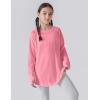 image2Pack Girls Loose Fit Long Sleeve Tunic Tops with Pockets and Thumb Holes Casual T Shirts for Tween KidsPinkBaby Blue