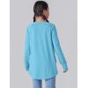 image2Pack Girls Loose Fit Long Sleeve Tunic Tops with Pockets and Thumb Holes Casual T Shirts for Tween KidsPinkBaby Blue