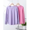 image2Pack Girls Loose Fit Long Sleeve Tunic Tops with Pockets and Thumb Holes Casual T Shirts for Tween KidsPinkLavender