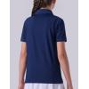 image3 Pack Youth Girls Performance Polo Shirts Short Sleeve Pique Collared Kids School Uniform TopsNavy