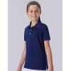 image3 Pack Youth Girls Performance Polo Shirts Short Sleeve Pique Collared Kids School Uniform TopsNavy