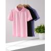 image3 Pack Youth Girls Performance Polo Shirts Short Sleeve Pique Collared Kids School Uniform TopsPinkLilacBlack