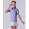 image3 Pack Youth Girls Performance Polo Shirts Short Sleeve Pique Collared Kids School Uniform TopsPinkLilacBlack