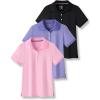 image3 Pack Youth Girls Performance Polo Shirts Short Sleeve Pique Collared Kids School Uniform TopsPinkLilacBlack
