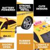 imageLiberty Imports Friction Powered Yellow Taxi Toy Car with Lights and Sounds  Push Car for Toddler and Children 95Inch