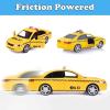 imageLiberty Imports Friction Powered Yellow Taxi Toy Car with Lights and Sounds  Push Car for Toddler and Children 95Inch