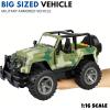 imageLiberty Imports Army Military Wrangler Friction Powered 116 Scale Model Off Road Vehicle wCar Button Light ampamp Sound Push ampamp Go Toy Rescue Battle Truck Toy