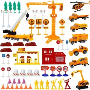 imageLiberty Imports Engineering Construction Toys Site Pretend Play Bucket Set  Variety Pack with Diecast Cars Trucks Tractor Equipment Vehicles Figures Signs Cones and Accessories