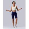 image3 Pack Womens 10 Bermuda Long Shorts Athletic KneeLength Shorts with Pockets Tummy Control Quick Dry CasualLilacPeach PinkNavy