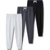 image3 Pack Boys Lightweight Jogger Pants Youth Athletic Sweatpants Kids Toddlers Clothes ApparelBlackOff WhiteCharcoal