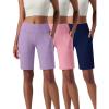 image3 Pack Womens 10 Bermuda Long Shorts Athletic KneeLength Shorts with Pockets Tummy Control Quick Dry CasualLilacPeach PinkNavy