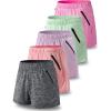 image5 Pack Womens Workout Gym Shorts Casual Lounge Set Ladies Active Athletic Apparel with Zipper PocketsFuchsiaBlackLavenderLight PinkLight Green