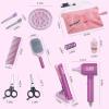image18 PCS Girls Beauty Hair Salon Toy Kit with Hairdryer Straightener ampamp Styling Accessories Fashion Pretend Play Doll Stylist Set for Kids and Toddlers