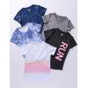 image5 Pack Womens Dry Fit Short Sleeve T Shirts Athletic Workout Tee Tops for Gym Yoga RunningNavyBlackDark GrayPrintedWhite Gradient