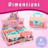 image8 Pack Kids Makeup Party Favors for Little Girls  Real Washable Play Cosmetic Kits in Princess Purse Bulk Pretend Play Make Up Toy Sets