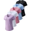 image5 Pack Womens Dry Fit Short Sleeve T Shirts Athletic Workout Tee Tops for Gym Yoga RunningRose PinkLavenderWhiteBlueBlack
