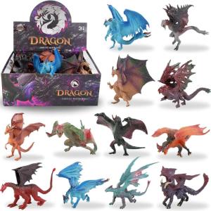 imageLiberty Imports 12 Pack Mythical Dragon Action Toy Figures Realistic Animal Collection Play Set Small Dragon Theme Party Favors ampamp Cake Toppers Toy for Kids