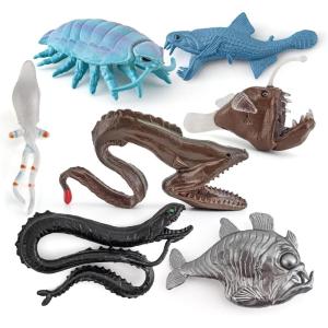 imageLiberty Imports 7 PCS Deep Sea Creatures Mini Figurines Set  Prehistoric Ocean Plastic Ancient Marine Animal Figures Party Decoration Montessori Toys for Kids Toddlers