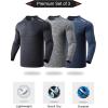 image3 Pack Mens Dry Fit Long Sleeve T Shirts Lightweight Athletic Performance Tops with Thumb Holes HikingHeather NavyBlackDark Grey