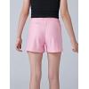 image4 Pack Youth Girls Athletic Shorts 3quot Girls Soccer Shorts Kids Workout Gym Clothes Activewear Apparel with Zipper PocketsPurpleCharcoalGreenPink