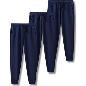 image3 Pack Boys Lightweight Jogger Pants Youth Athletic Sweatpants Kids Toddlers Clothes ApparelNavy