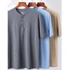 image3Pack Mens Casual Henley Shirts  Comfort Soft Stretch Tees Relaxed Fit 3Button Summer TShirtsDark GrayLight BlueLight Khaki