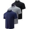 image3Pack Mens Golf Shirt Performance Sport Short Sleeve Moisture Wicking Dry Fit Golf Polo Active Shirts for MenGrayNavyBlack