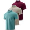 image3Pack Mens Golf Shirt Performance Sport Short Sleeve Moisture Wicking Dry Fit Golf Polo Active Shirts for MenKhakiMaroonLight Green