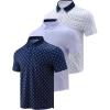 image3Pack Mens Golf Shirt Performance Sport Short Sleeve Moisture Wicking Dry Fit Golf Polo Active Shirts for MenPrinted NavyWhiteLavender
